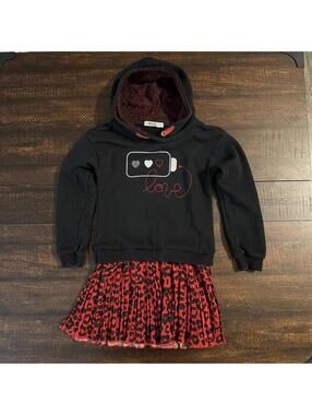 To Be Too Hooded Pleated Heart 10 Dresses Dress Leopard Black Red 10G Mob Wife